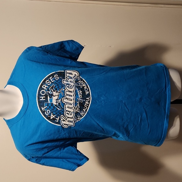 Kentucky horses & women blue grass art blue L tshirt - Picture 1 of 2